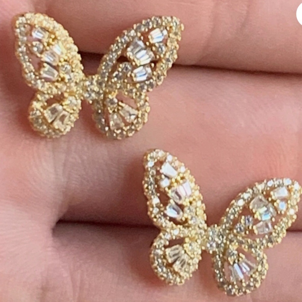 Sterling Silver & Cubic Zirconia Butterfly Earrings